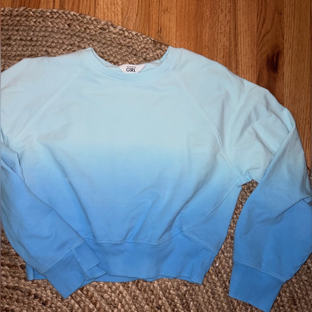 Athleta Girls Ombre Light-to-Mid Blue Crewneck Sweatshirt